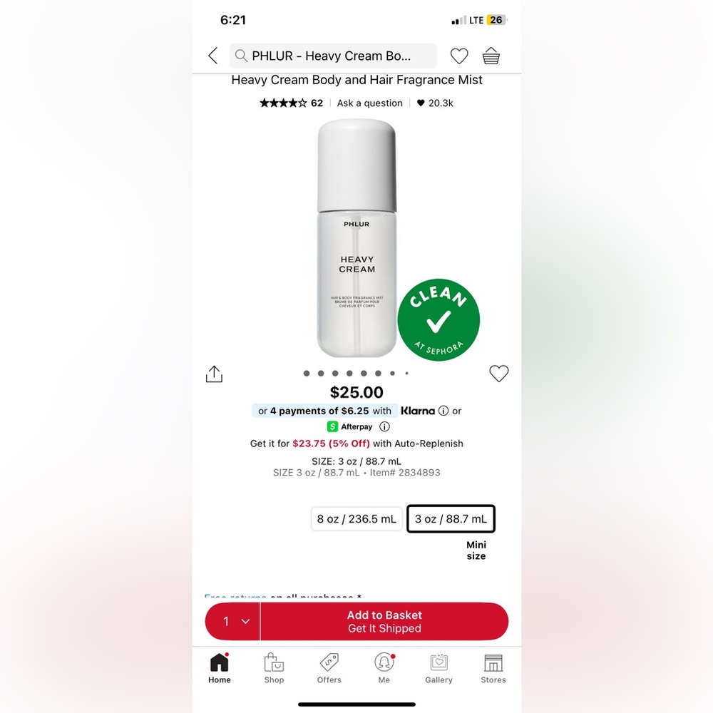 NWOT phlur Heavy Cream Spray